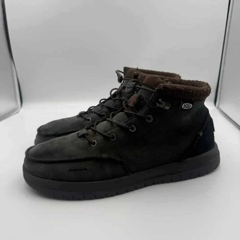 Hey Dude Bradley Boot Leather Black Mens Size 12 Chukka Moc Toe Shoes  No box